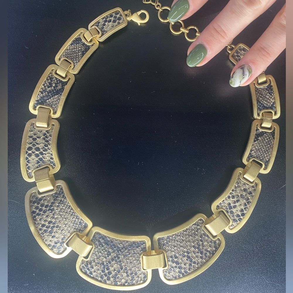 BCBG Snake print gold necklace